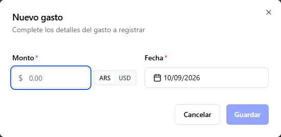 Formulario de nuevo gasto
