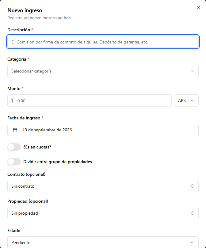 Formulario de nuevo ingreso