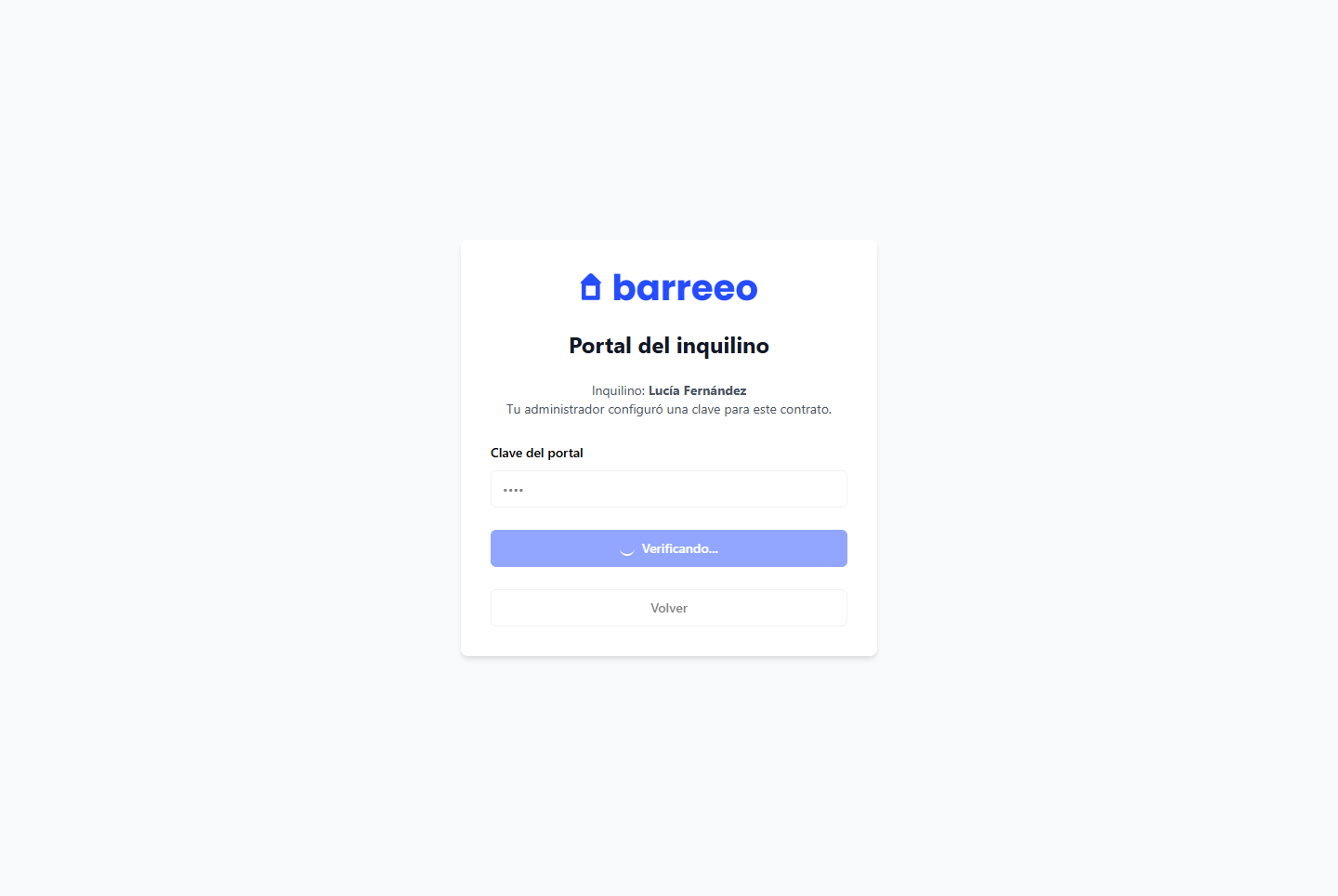 Portal del inquilino con próximo cobro y deuda