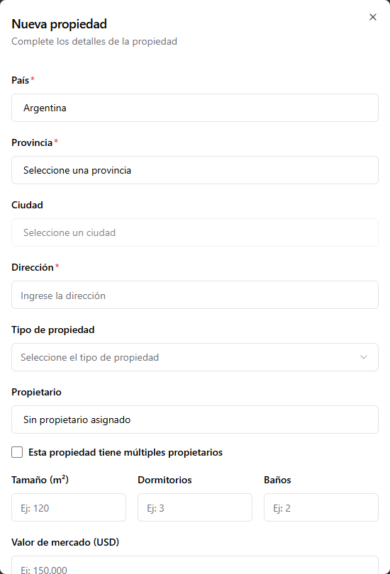 Formulario de nueva propiedad