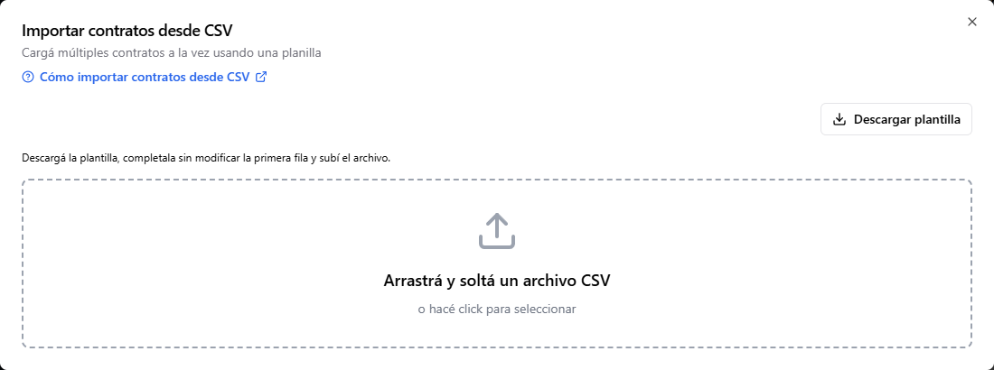 Importación de contratos desde CSV