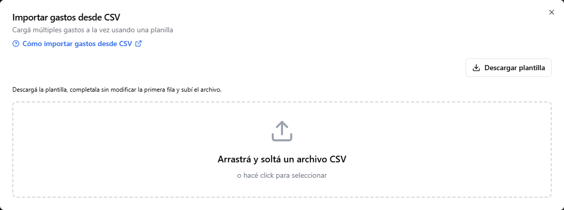 Importación de gastos desde CSV