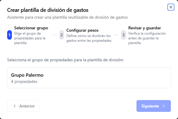 Plantilla de división de gastos del grupo