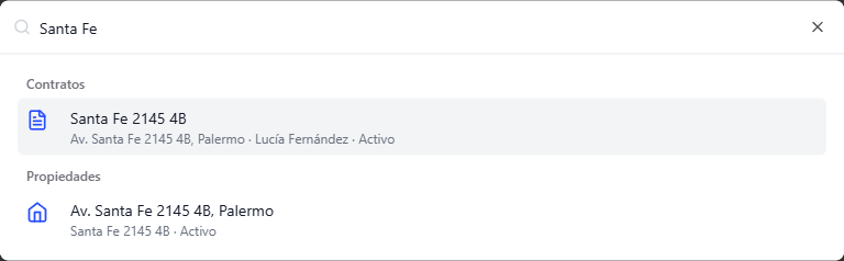 Buscar con resultados agrupados por tipo